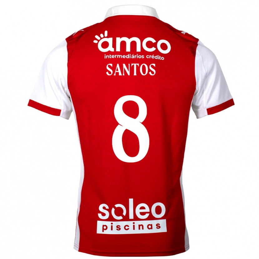 DanxenレディースVicente Santos#8レッド ホワイトホームシャツ2025/26ジャージーユニフォーム