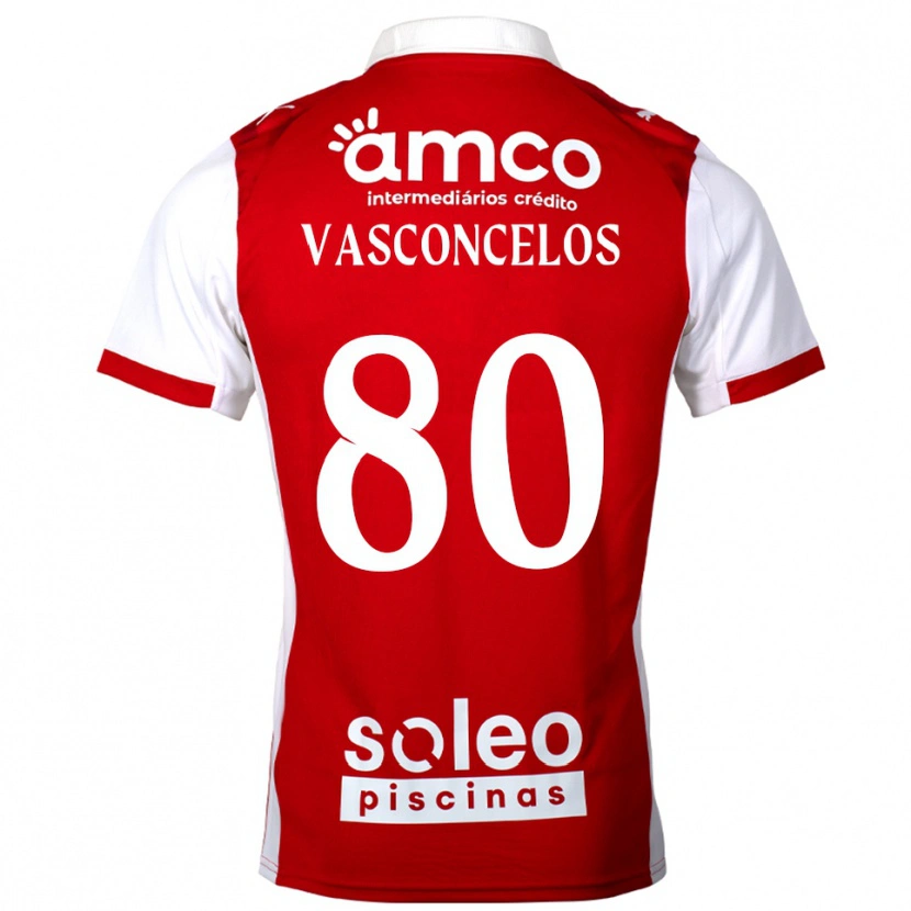 DanxenレディースVasconcelos#80レッド ホワイトホームシャツ2025/26ジャージーユニフォーム