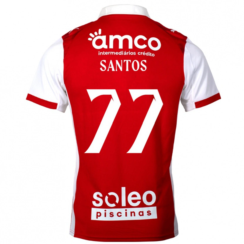 DanxenレディースEdu Santos#77レッド ホワイトホームシャツ2025/26ジャージーユニフォーム