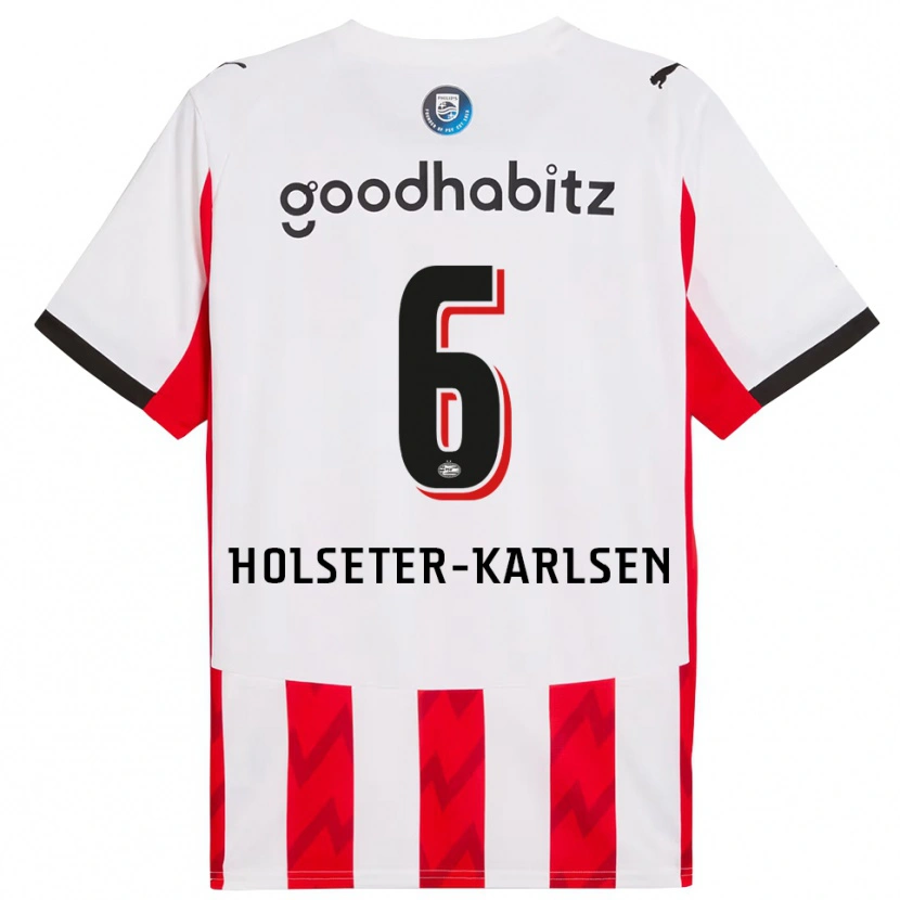 DanxenレディースPhilip Holseter-Karlsen#6レッド ホワイトホームシャツ2025/26ジャージーユニフォーム