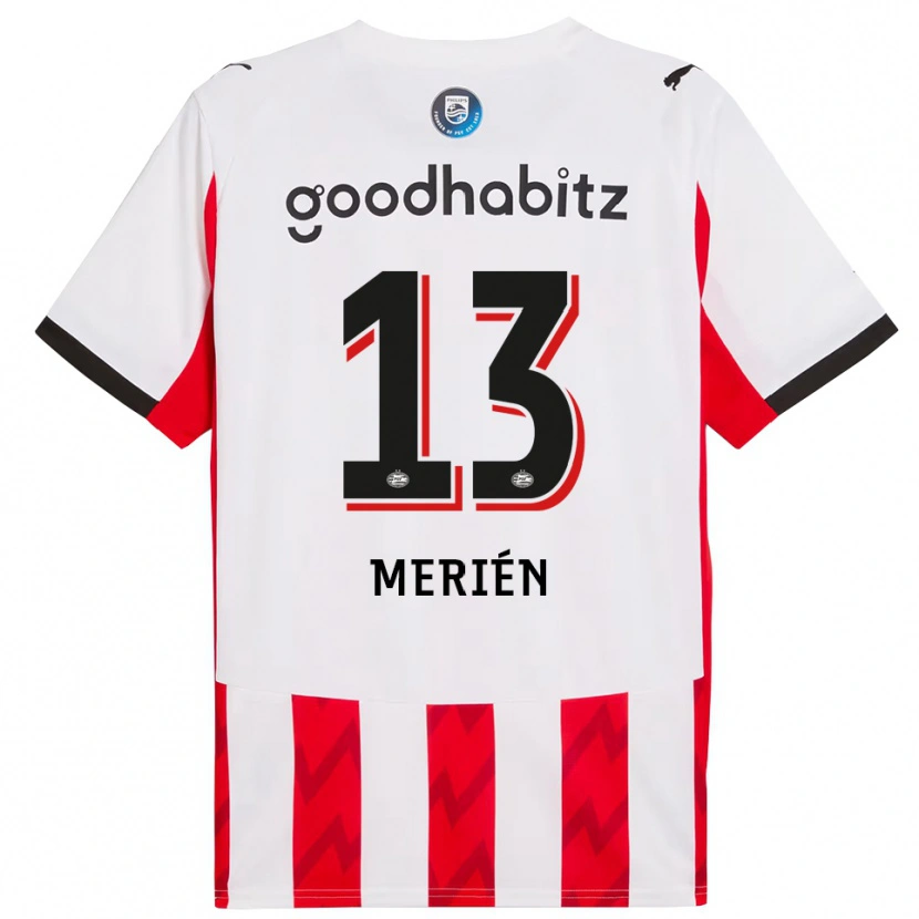 DanxenレディースFabian Merién#13レッド ホワイトホームシャツ2025/26ジャージーユニフォーム