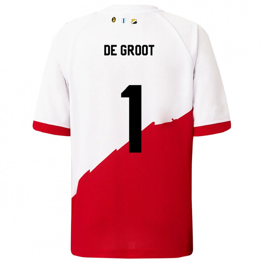 DanxenレディースJasmijn De Groot#1ホワイト レッドホームシャツ2025/26ジャージーユニフォーム