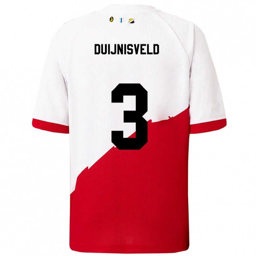 DanxenレディースOwen Duijnisveld#3ホワイト レッドホームシャツ2025/26ジャージーユニフォーム