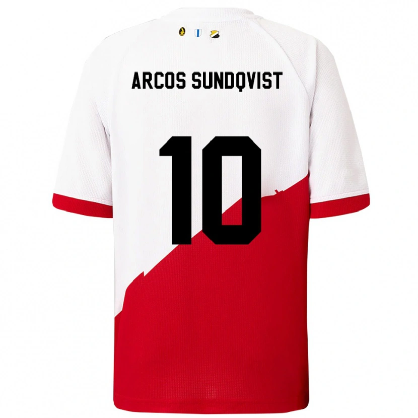 DanxenレディースGustav Arcos Sundqvist#10ホワイト レッドホームシャツ2025/26ジャージーユニフォーム