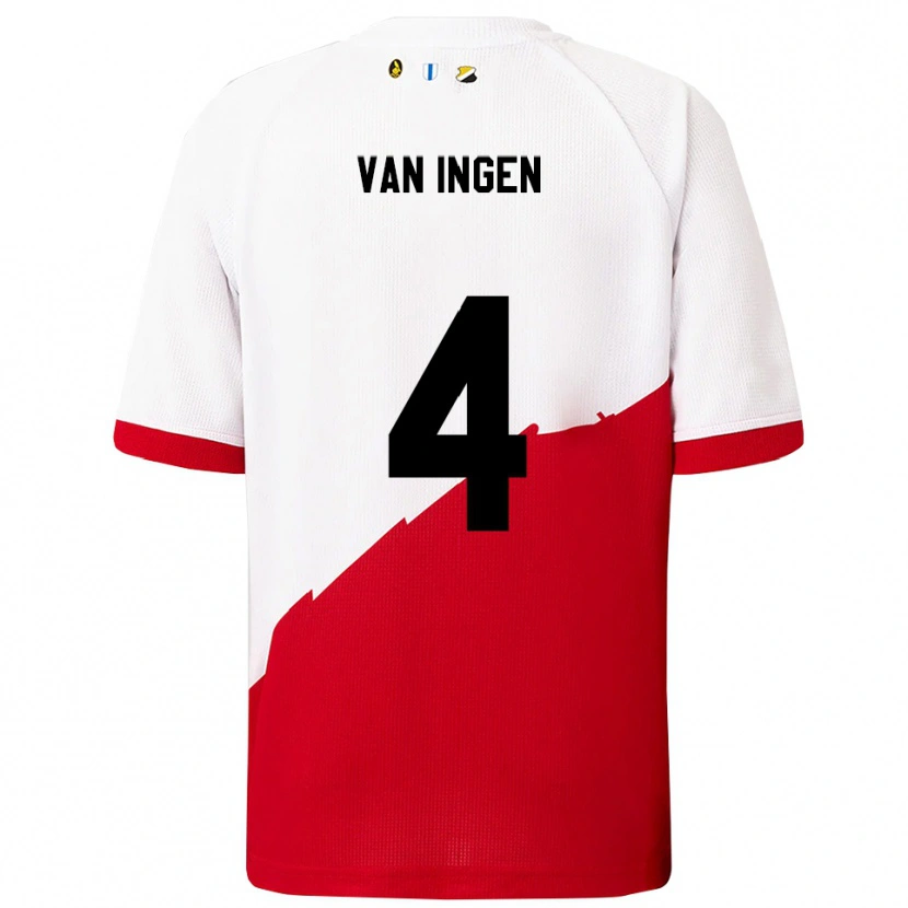 DanxenレディースThijs Van Ingen#4ホワイト レッドホームシャツ2025/26ジャージーユニフォーム