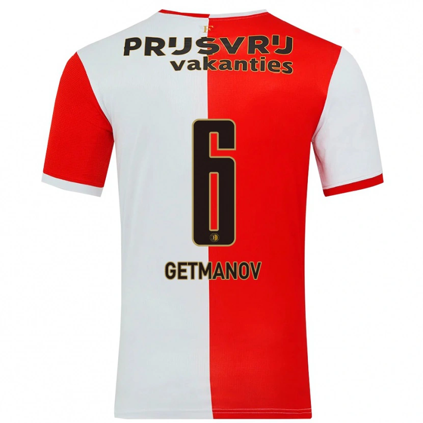 DanxenレディースZakhar Getmanov#6レッド ホワイトホームシャツ2025/26ジャージーユニフォーム
