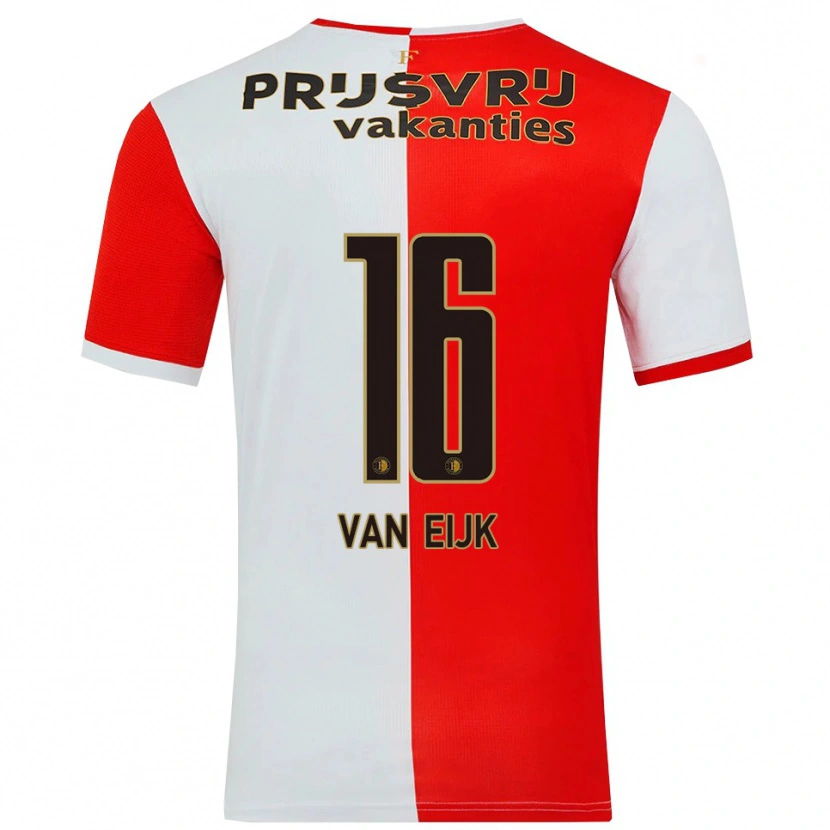 DanxenレディースRoos Van Eijk#16レッド ホワイトホームシャツ2025/26ジャージーユニフォーム