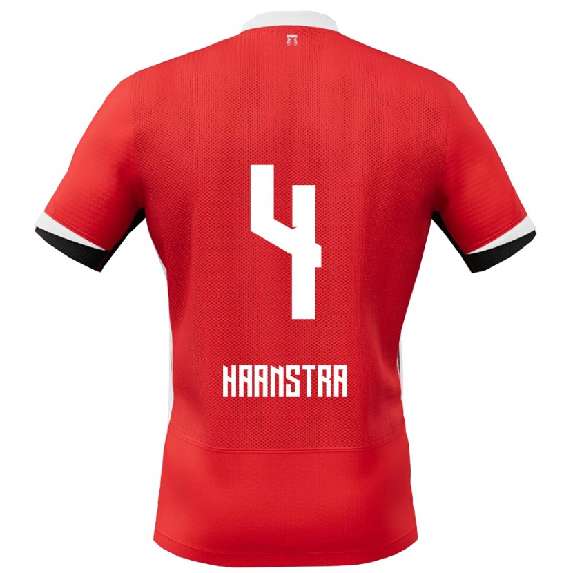 DanxenレディースJeen Haanstra#4レッド ホワイトホームシャツ2025/26ジャージーユニフォーム