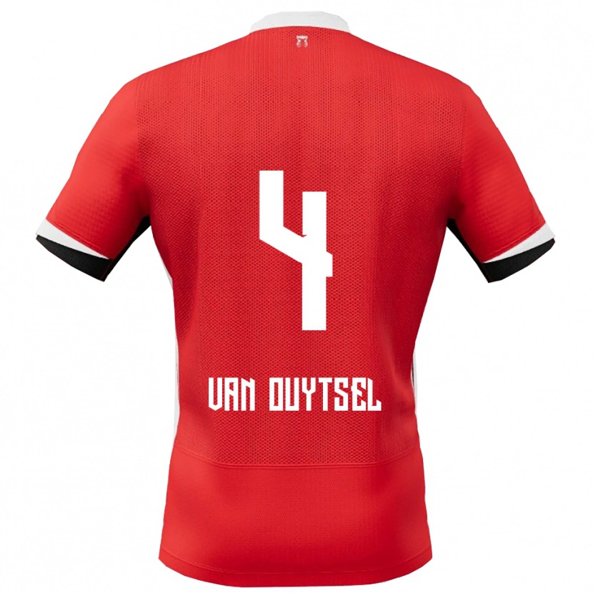 DanxenレディースKevin Van Ouytsel#4レッド ホワイトホームシャツ2025/26ジャージーユニフォーム