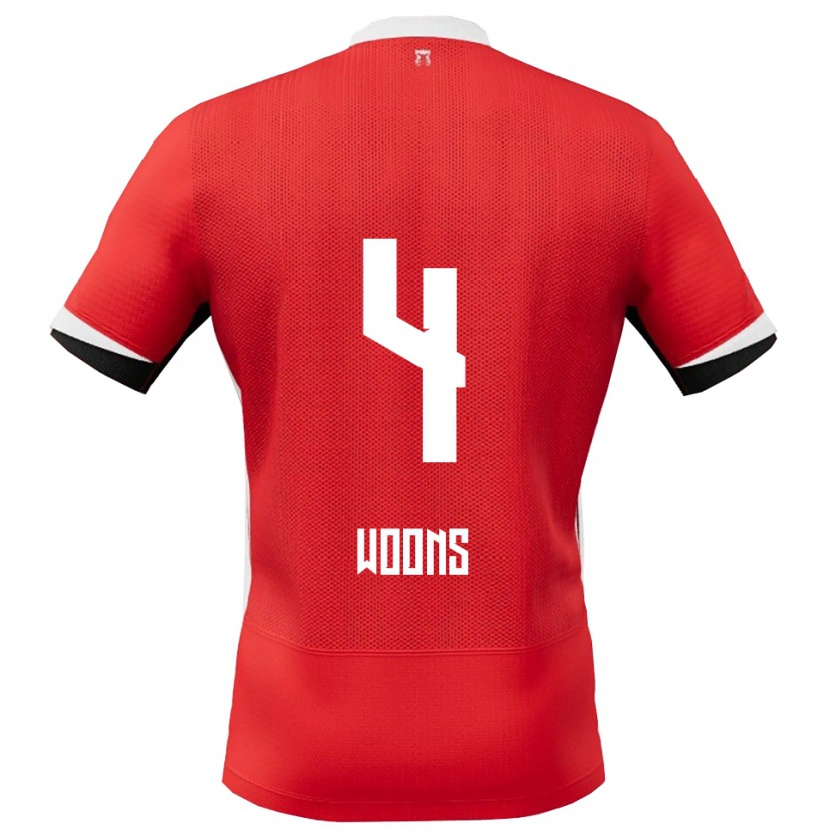 DanxenレディースKarlijn Woons#4レッド ホワイトホームシャツ2025/26ジャージーユニフォーム