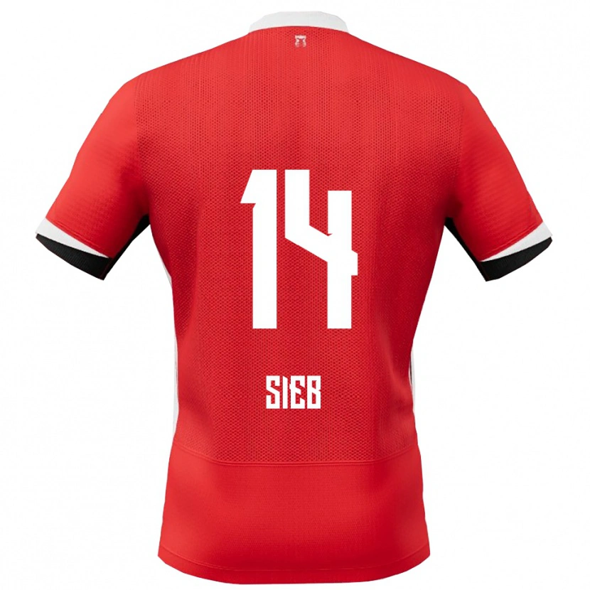 DanxenレディースSieb Jongens#14レッド ホワイトホームシャツ2025/26ジャージーユニフォーム