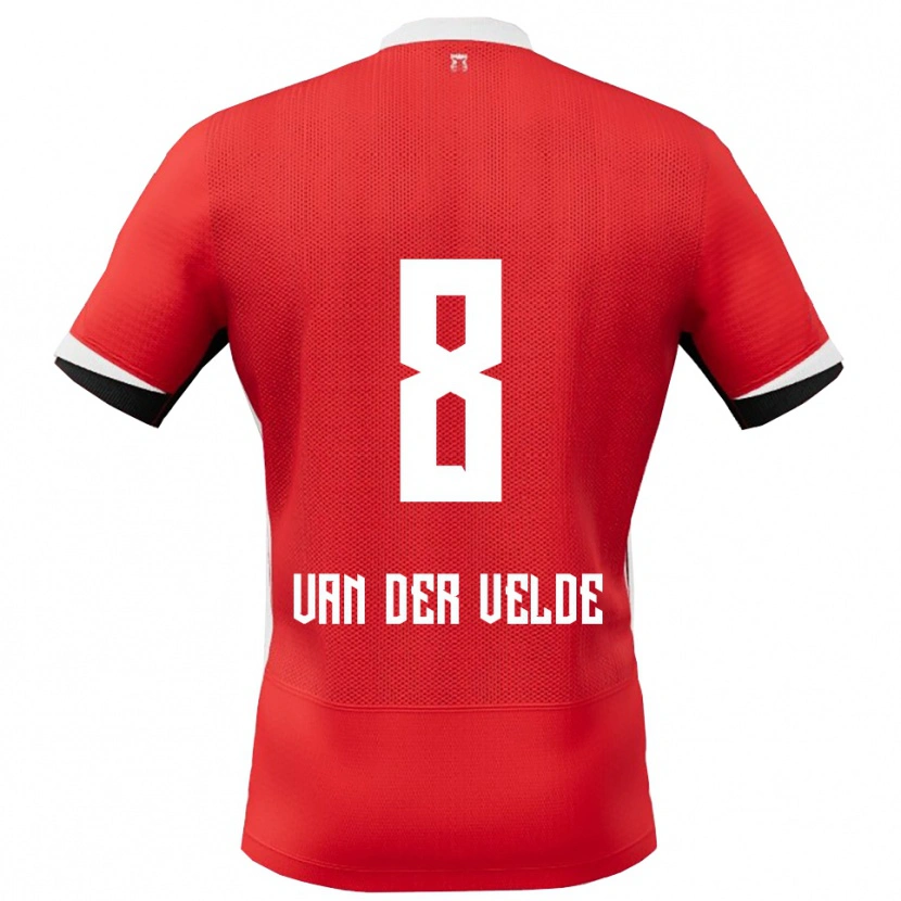 DanxenレディースYordi Van Der Velde#8レッド ホワイトホームシャツ2025/26ジャージーユニフォーム