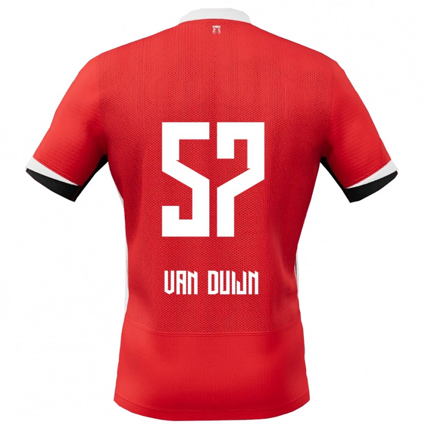 DanxenレディースSem Van Duijn#57レッド ホワイトホームシャツ2025/26ジャージーユニフォーム