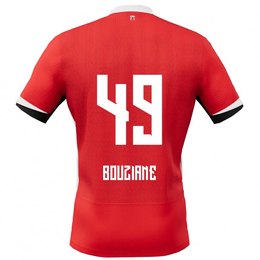 DanxenレディースWassim Bouziane#49レッド ホワイトホームシャツ2025/26ジャージーユニフォーム
