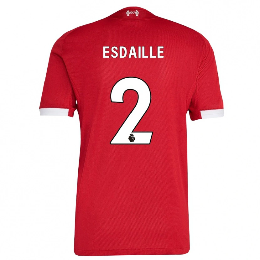 DanxenレディースDj Esdaille#2レッド ホワイトホームシャツ2025/26ジャージーユニフォーム