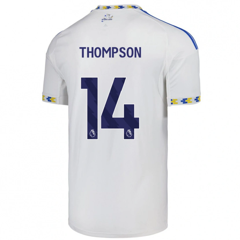 DanxenレディースAiden Thompson#14ホワイト ブルーホームシャツ2025/26ジャージーユニフォーム