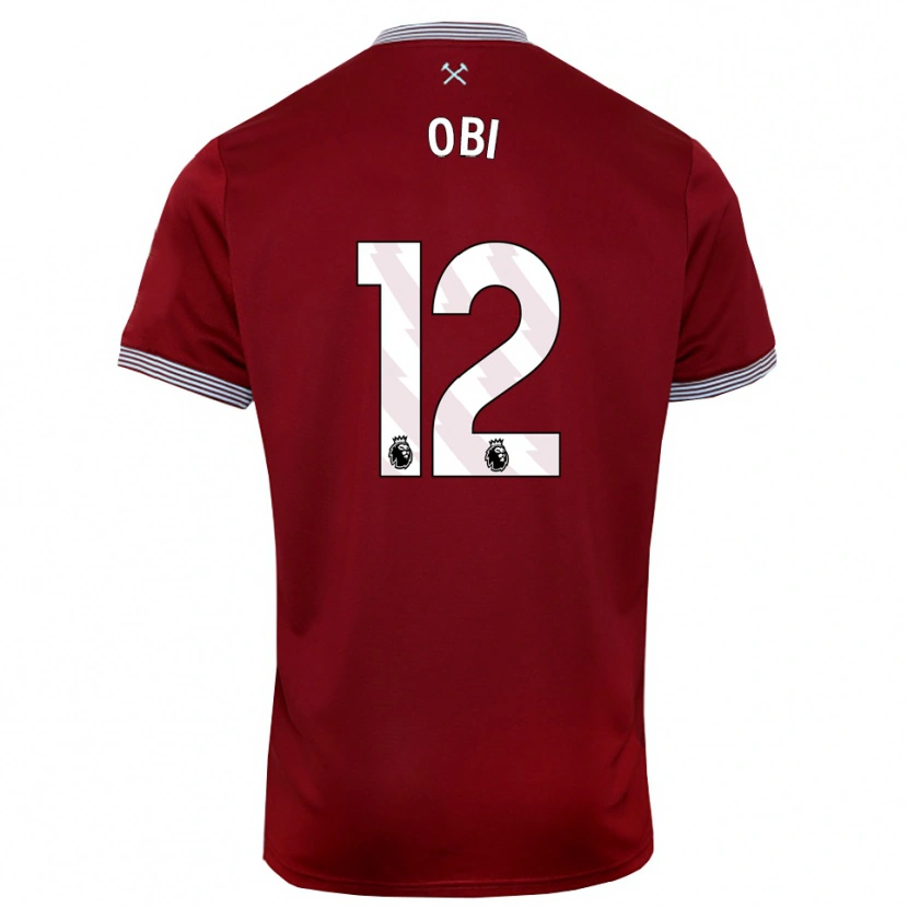 DanxenレディースChuk Obi#12バーガンディ ホワイトホームシャツ2025/26ジャージーユニフォーム