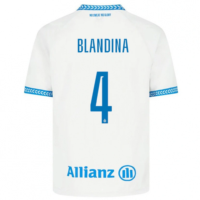 DanxenレディースNoham Blandina#4ブルー ホワイトアウェイシャツ2025/26ジャージーユニフォーム