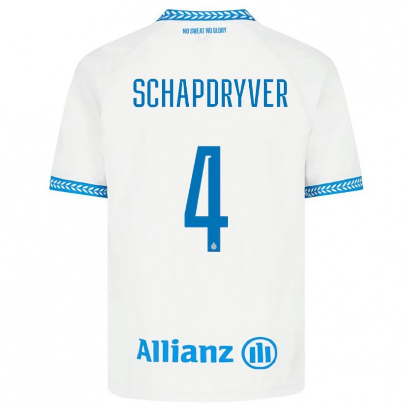 DanxenレディースEmely Schapdryver#4ブルー ホワイトアウェイシャツ2025/26ジャージーユニフォーム