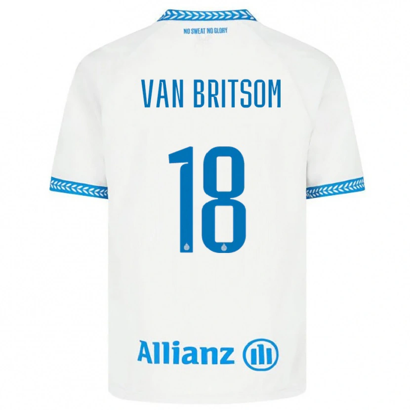 DanxenレディースJakke Van Britsom#18ブルー ホワイトアウェイシャツ2025/26ジャージーユニフォーム