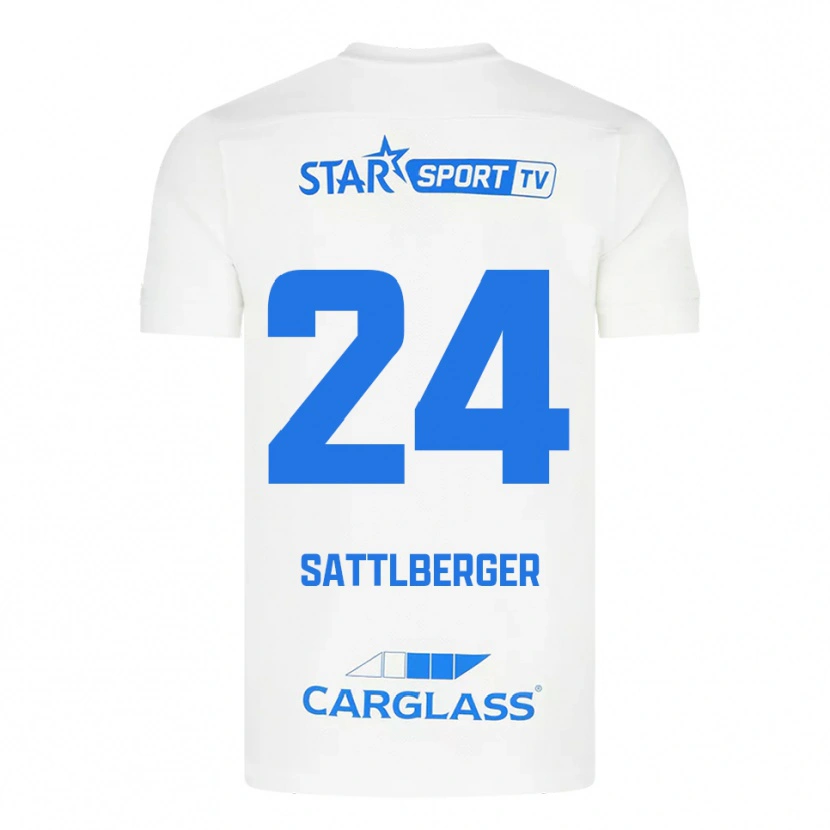 DanxenレディースNikolas Sattlberger#24ホワイト ブルーアウェイシャツ2025/26ジャージーユニフォーム