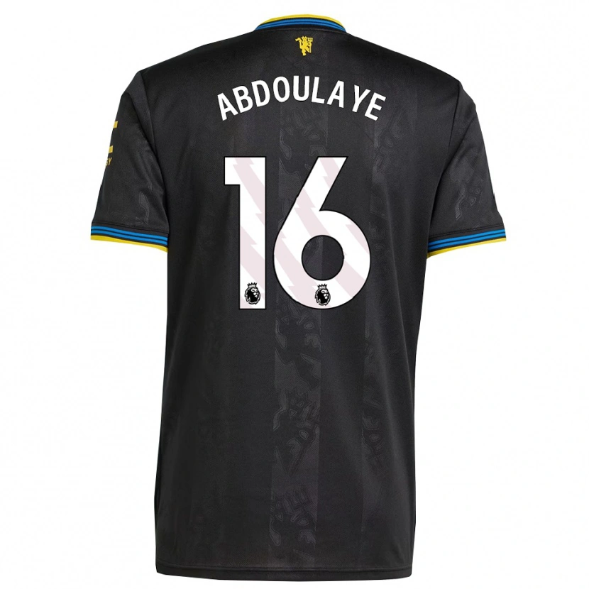 DanxenレディースDouka Abdoulaye#16ブラック イエロー ブルーサードユニフォームシャツ2025/26ジャージーユニフォーム