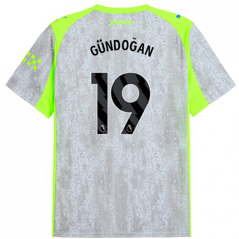 Danxenレディースイルカイ・ギュンドアン#19グレー イエローサードユニフォームシャツ2025/26ジャージーユニフォーム