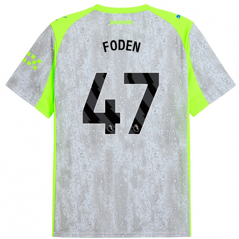 Danxenレディースフィル・フォーデン#47グレー イエローサードユニフォームシャツ2025/26ジャージーユニフォーム
