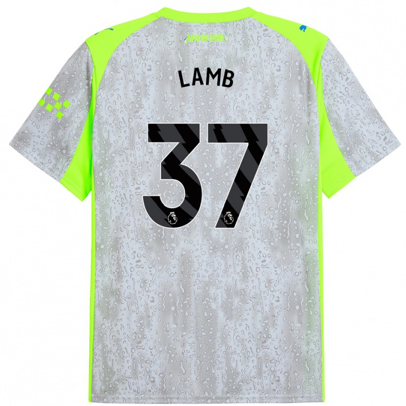 DanxenレディースTeddie Lamb#37グレー イエローサードユニフォームシャツ2025/26ジャージーユニフォーム