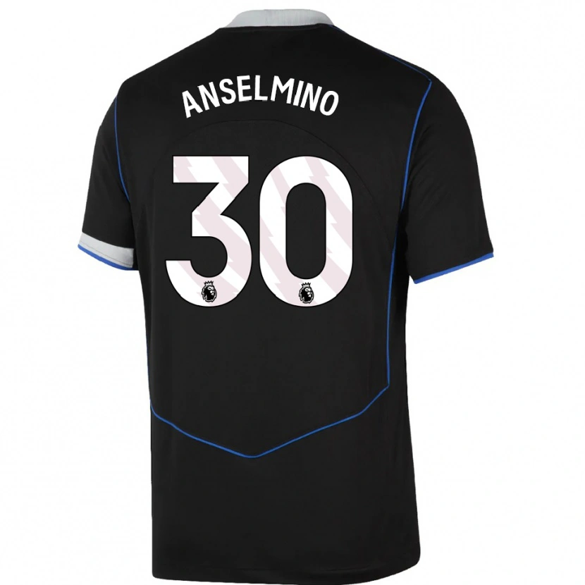 Danxenレディースアーロン・アンセルミーノ#30ブラック ブルー シルバーサードユニフォームシャツ2025/26ジャージーユニフォーム
