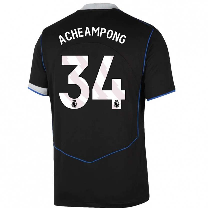 Danxenレディースジョシュ・アチャンポン#34ブラック ブルー シルバーサードユニフォームシャツ2025/26ジャージーユニフォーム