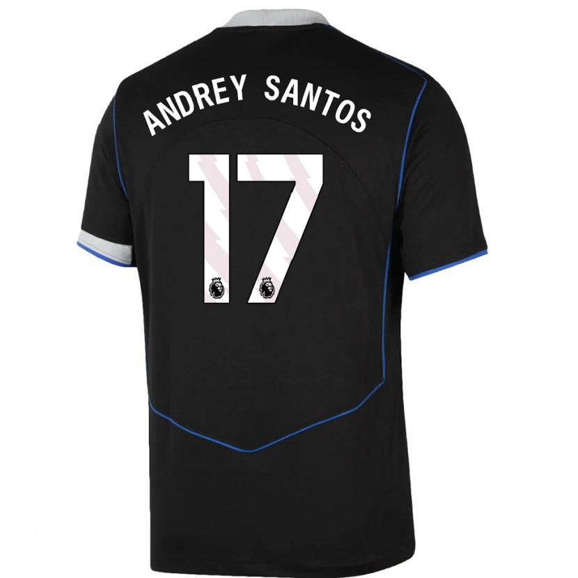 Danxenレディースアンドレイ・サントス#17ブラック ブルー シルバーサードユニフォームシャツ2025/26ジャージーユニフォーム
