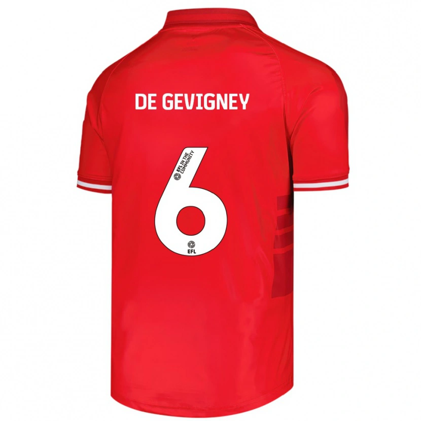 DanxenキッズMaël De Gevigney#6赤 白ホームシャツ2025/26ジャージーユニフォーム