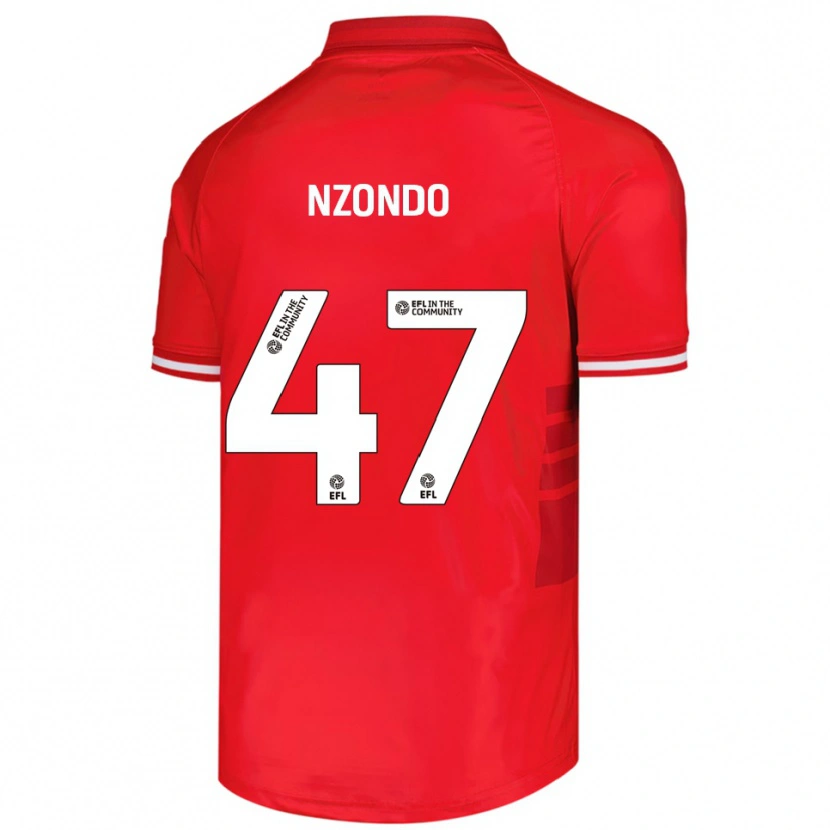 DanxenキッズEmmaisa Nzondo#47赤 白ホームシャツ2025/26ジャージーユニフォーム