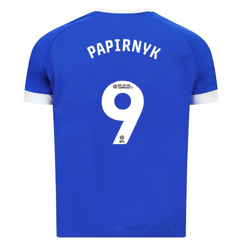 DanxenキッズLeo Papirnyk#9青 白ホームシャツ2025/26ジャージーユニフォーム
