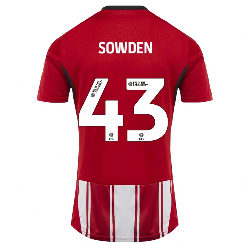 DanxenキッズAndrew Sowden#43赤 白 黒ホームシャツ2025/26ジャージーユニフォーム
