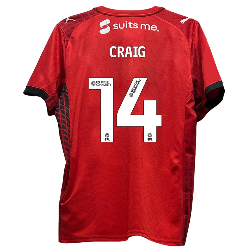 DanxenキッズMichael Craig#14赤 黒ホームシャツ2025/26ジャージーユニフォーム