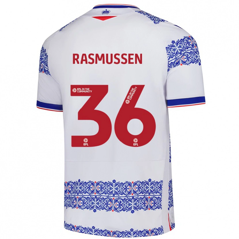 DanxenキッズTash Rasmussen#36白 青ホームシャツ2025/26ジャージーユニフォーム