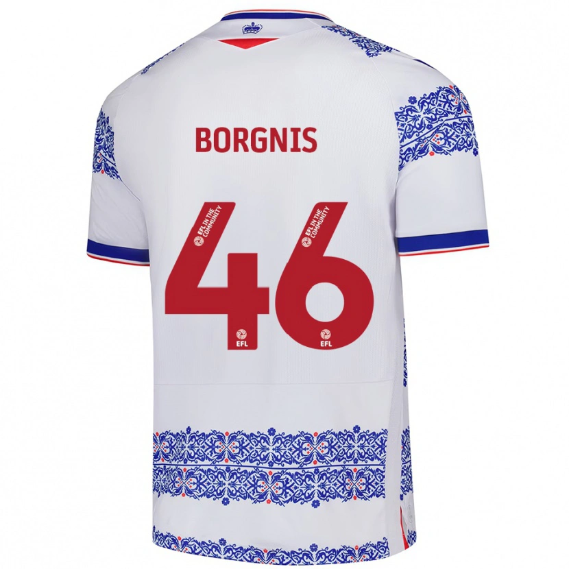 DanxenキッズJacob Borgnis#46白 青ホームシャツ2025/26ジャージーユニフォーム