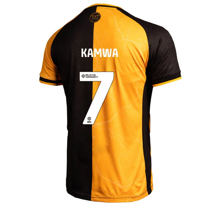 DanxenキッズBobby Kamwa#7黄 黒ホームシャツ2025/26ジャージーユニフォーム