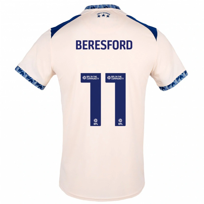 DanxenキッズRebecca Beresford#11オフホワイト 紺アウェイシャツ2025/26ジャージーユニフォーム