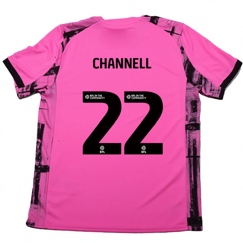 DanxenキッズLaila Channell#22ローズレッド 黒アウェイシャツ2025/26ジャージーユニフォーム