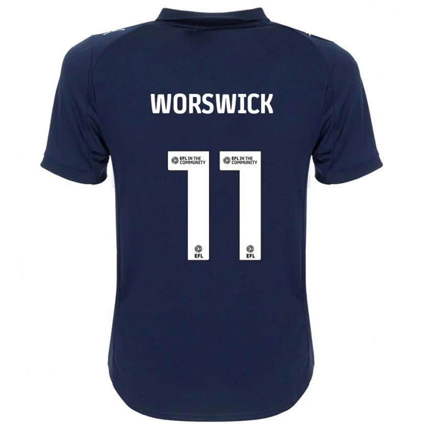 DanxenキッズIsobel Worswick#11紺 白アウェイシャツ2025/26ジャージーユニフォーム