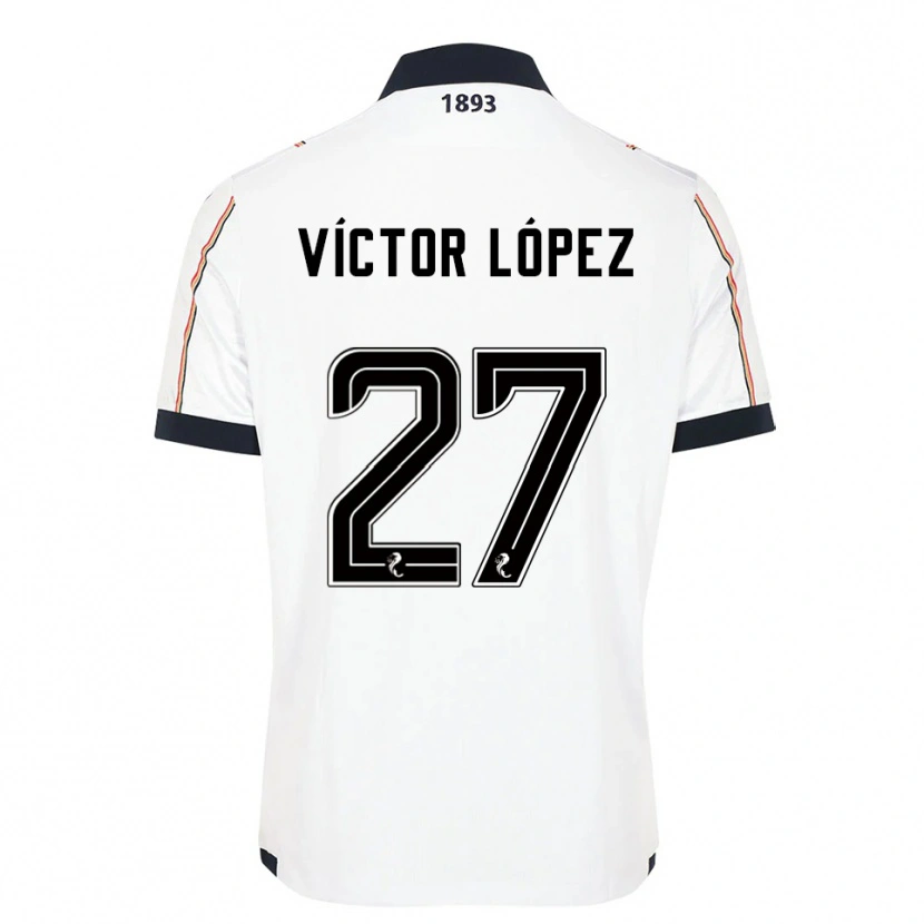 DanxenキッズVíctor López#27白 紺 赤アウェイシャツ2025/26ジャージーユニフォーム