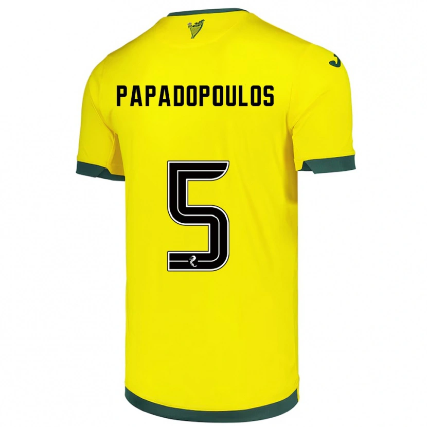 DanxenキッズStacey Papadopoulos#5黄 緑アウェイシャツ2025/26ジャージーユニフォーム