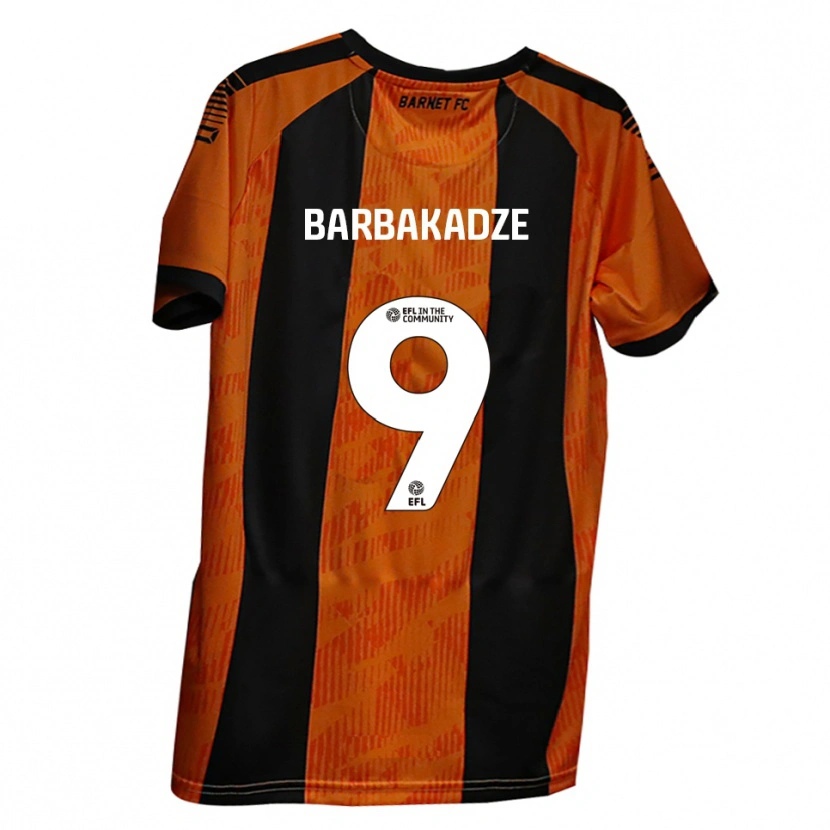 DanxenメンズDavid Barbakadze#9オレンジ 黒ホームシャツ2025/26ジャージーユニフォーム