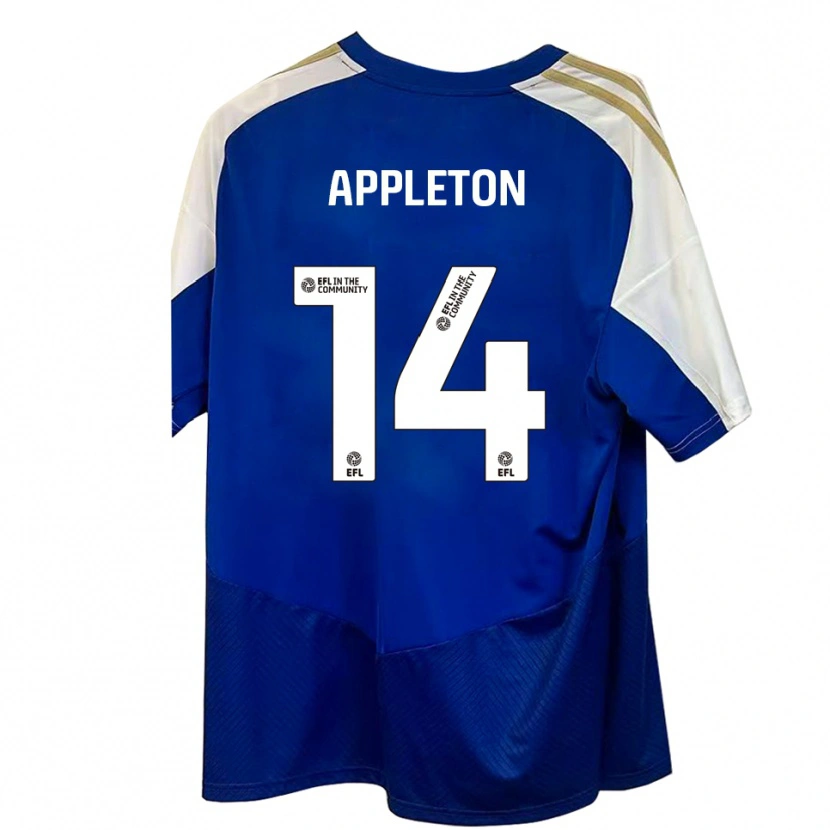 DanxenメンズHarry Appleton#14青 白 金アウェイシャツ2025/26ジャージーユニフォーム
