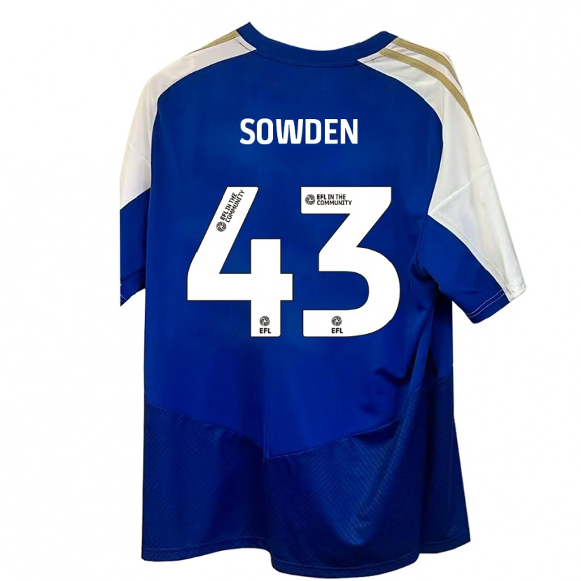 DanxenメンズAndrew Sowden#43青 白 金アウェイシャツ2025/26ジャージーユニフォーム