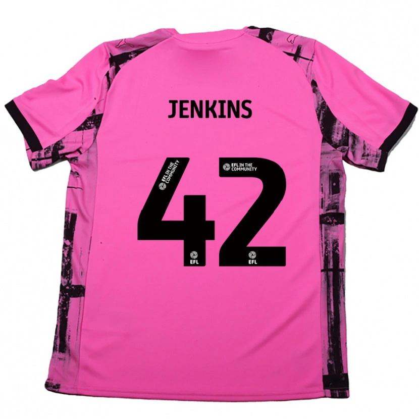 DanxenメンズLeo Jenkins#42ローズレッド 黒アウェイシャツ2025/26ジャージーユニフォーム