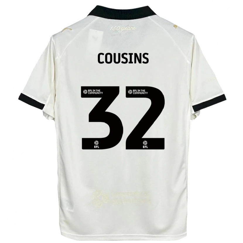 DanxenレディースLogan Cousins#32オフホワイト 黒ホームシャツ2025/26ジャージーユニフォーム